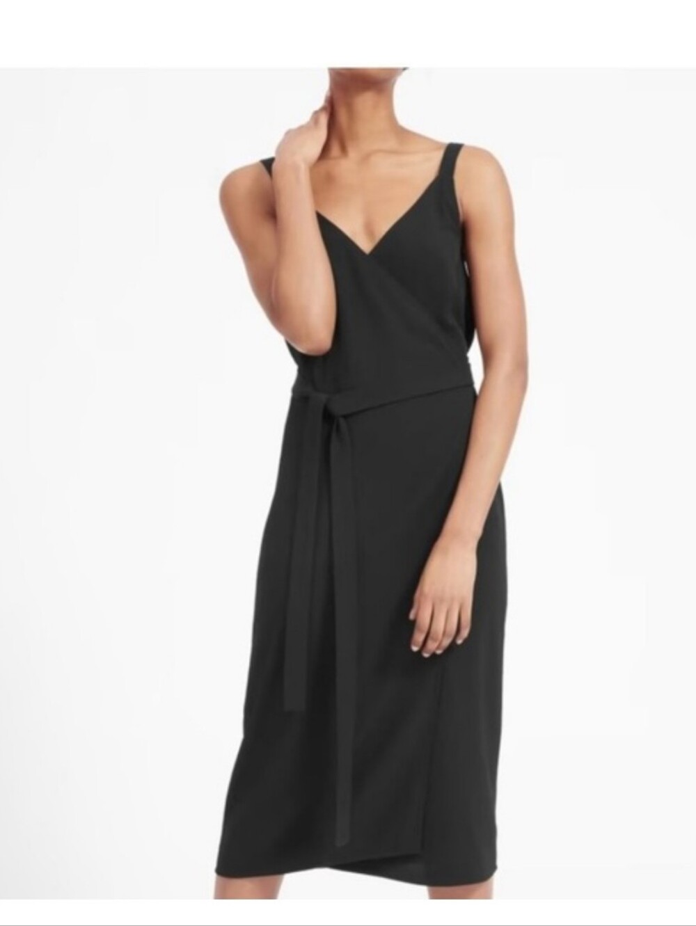 Everlane Black The Japanese GoWeave Wrap Dress with Self Tie Belt Size 4